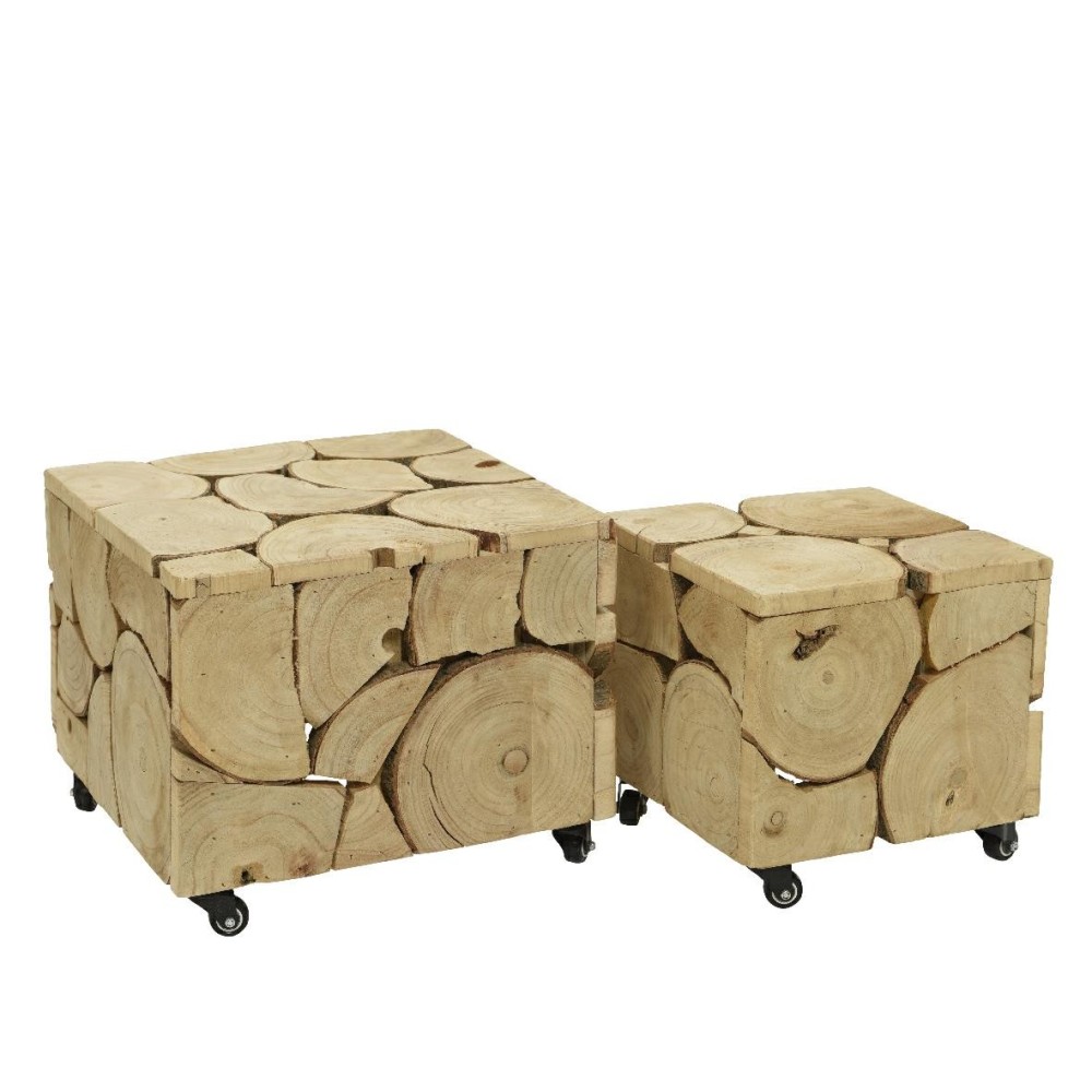 SET 2 TAVOLINI IN LEGNO CON RUOTE